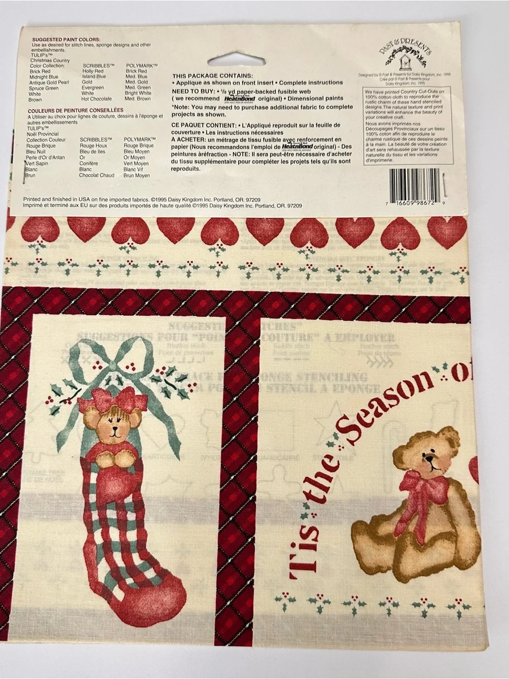 VTG Daisy Kingdom No Sew Applique #19119 Joy Peace Love & #19114 Tis the Season